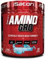 ✨ порошок isatori amino-gro bcaa - усовершенствованная формула ветвистых аминокислот с глутамином и биоактивными пептидами - специальное аминокислотное питание для женщин и мужчин - вкус снежного конуса " blue razz" (30 порций) логотип