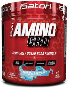 img 4 attached to ✨ Порошок iSatori Amino-GRO BCAA - Усовершенствованная формула ветвистых аминокислот с глутамином и биоактивными пептидами - Специальное аминокислотное питание для женщин и мужчин - Вкус снежного конуса " Blue Razz" (30 порций)