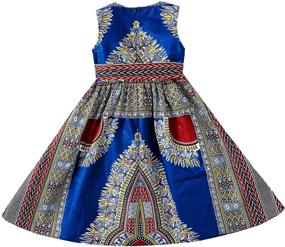 img 3 attached to Authentic African Dashiki Print Dresses for Girls by SHENBOLEN: Embrace African Tradition in Style!
