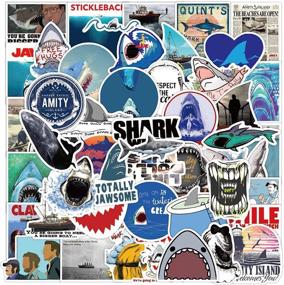 img 4 attached to 🦈 50 Pcs Shark Stickers: Waterproof Vinyl Decals for Water Bottles, Laptop, and More!