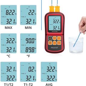 img 2 attached to 🌡️ Proster Digital Thermocouple Temperature Thermometer: Dual Channel K-Type Thermometer with Backlight LCD and Two K-Type Thermocouple Probes for Various Types (K/J/T/E/R/S/N)