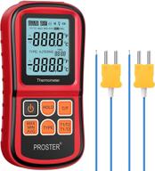 🌡️ proster digital thermocouple temperature thermometer: dual channel k-type thermometer with backlight lcd and two k-type thermocouple probes for various types (k/j/t/e/r/s/n) logo
