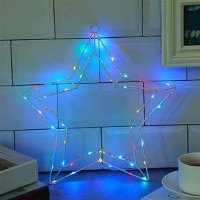 img 2 attached to Colorful 12 Inch Christmas Window Lights: Star Shaped Silhouette Decoration with 45 LEDs, Perfect for Xmas Weddings, Home Parties, and Outdoor Garden Décor - Fairy Lights Included