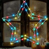 colorful 12 inch christmas window lights: star shaped silhouette decoration with 45 leds, perfect for xmas weddings, home parties, and outdoor garden décor - fairy lights included логотип