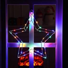 img 1 attached to Colorful 12 Inch Christmas Window Lights: Star Shaped Silhouette Decoration with 45 LEDs, Perfect for Xmas Weddings, Home Parties, and Outdoor Garden Décor - Fairy Lights Included