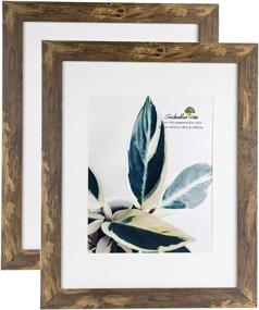 img 3 attached to Rustic Wooden Picture Frame: Elegant Wall-Mounted 11x14 Inches Photo Frame with Mat in Yellow and Brown (Pack of 2)