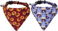 🎃 halloween cat collars with bell, 2 pack adjustable collar w/ removable bandana, pumpkin pattern bandana collar for kittens & cats – breakaway design logo