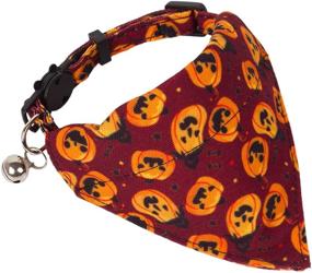 img 1 attached to 🎃 Halloween Cat Collars with Bell, 2 Pack Adjustable Collar w/ Removable Bandana, Pumpkin Pattern Bandana Collar for Kittens & Cats – Breakaway Design