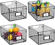 🗄️ x-cosrack foldable cabinet wall mount metal wire basket organizer pantry basket - 4 pack -12&#34; x 9&#34; x 6&#34;, food storage mesh bin with handles for kitchen bathroom laundry closet garage- patent design логотип