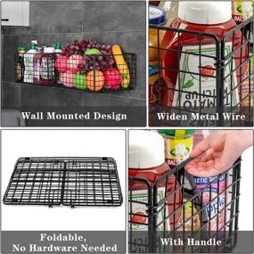 img 1 attached to 🗄️ X-cosrack Foldable Cabinet Wall Mount Metal Wire Basket Organizer Pantry Basket - 4 Pack -12&#34; x 9&#34; X 6&#34;, Food Storage Mesh Bin with Handles for Kitchen Bathroom Laundry Closet Garage- Patent Design