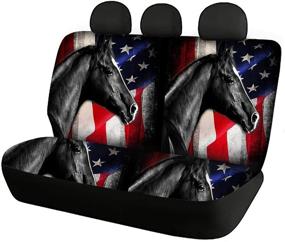 img 2 attached to SEANATIVE Cool American US Flag Horse Car Seat Covers - Full Set Bucket Seat Cover for SUV Truck Car