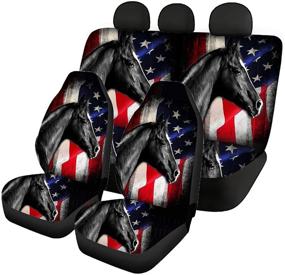 img 3 attached to SEANATIVE Cool American US Flag Horse Car Seat Covers - Full Set Bucket Seat Cover for SUV Truck Car