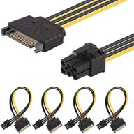 j&d sata power cable (4 pack) - sata 15 pin to 6 pin pcie graphics video card power adapter cable (20 cm) logo