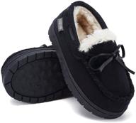 👣 premium memory foam toddler moccasin house shoes: cozy slip-on slippers with enhanced sole protection for boys and girls, perfect for indoor and outdoor wear logo