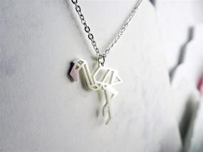 img 3 attached to Flamingo Silver Origami Jewelry Set: La Menagerie Flamingo Necklace & Silver Geometric Necklace – 925 Sterling Plated Silver Necklaces for Women and Girls