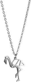 img 4 attached to Flamingo Silver Origami Jewelry Set: La Menagerie Flamingo Necklace & Silver Geometric Necklace – 925 Sterling Plated Silver Necklaces for Women and Girls