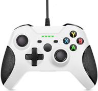 🎮 zamia xbox one wired controller, white usb gamepad joypad controller with dual-vibration for xbox one/s/x/pc with windows 7/8/10 logo