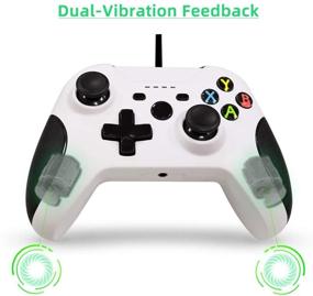 img 1 attached to 🎮 Zamia Xbox One Wired Controller, White USB Gamepad Joypad Controller with Dual-Vibration for Xbox One/S/X/PC with Windows 7/8/10