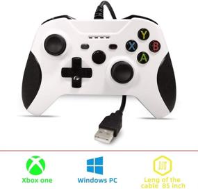 img 2 attached to 🎮 Zamia Xbox One Wired Controller, White USB Gamepad Joypad Controller with Dual-Vibration for Xbox One/S/X/PC with Windows 7/8/10