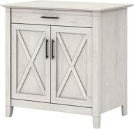 bush furniture key west secretary desk with keyboard tray, storage cabinet, and linen white oak finish logo