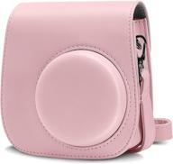 blummy pu leather camera case compatible with fujifilm instax mini 11 instant camera with adjustable strap and pocket (pink) logo