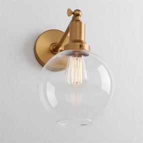 img 2 attached to 🏮 Antique Permo Industrial Vintage Slope Pole Wall Mount Single Sconce with 7.9&#34; Clear Glass Round Globe Shade - Wall Sconce Light Lamp Fixture