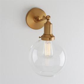 img 1 attached to 🏮 Antique Permo Industrial Vintage Slope Pole Wall Mount Single Sconce with 7.9&#34; Clear Glass Round Globe Shade - Wall Sconce Light Lamp Fixture