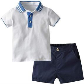 img 4 attached to Amropi Toddler Striped Outfits Clothes Boys' Clothing and Clothing Sets