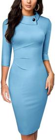 img 4 attached to HOMEYEE B574 Women's Retro Pleated Bodycon Work Office Pencil Dresses - Enhancing SEO