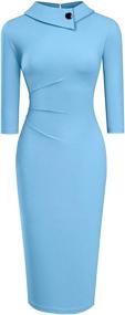 img 3 attached to HOMEYEE B574 Women's Retro Pleated Bodycon Work Office Pencil Dresses - Enhancing SEO