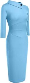 img 2 attached to HOMEYEE B574 Women's Retro Pleated Bodycon Work Office Pencil Dresses - Enhancing SEO