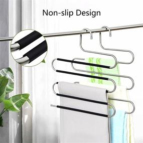 img 1 attached to 👖 Pants Hangers 5 Packs | 20-Clip Trousers Hangers | Stainless Steel Clothes Hangers | Closet Organizer Non-Slip Space Saving Solution for Pants, Jeans, and Scarves