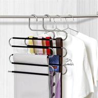 👖 pants hangers 5 packs | 20-clip trousers hangers | stainless steel clothes hangers | closet organizer non-slip space saving solution for pants, jeans, and scarves логотип