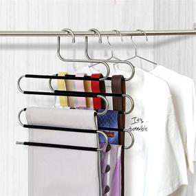 img 4 attached to 👖 Pants Hangers 5 Packs | 20-Clip Trousers Hangers | Stainless Steel Clothes Hangers | Closet Organizer Non-Slip Space Saving Solution for Pants, Jeans, and Scarves