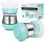 🧼 anvix dish scrubber multipurpose kitchen cleaners (tiffany blue) soap dispensing palm brushes - 2 pack logo