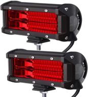 🚨 xinled 2pcs 5inch 72w 2-row work light bar 6000k led flood/spot lamp marine lighting for jeeps off-road suv boats car accessories - high-strength led lamps with strong resistance (2pcs 72w red) logo