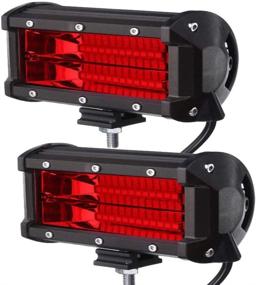 img 4 attached to 🚨 Xinled 2pcs 5inch 72W 2-Row Work Light Bar 6000K LED Flood/Spot Lamp Marine Lighting for Jeeps Off-Road SUV Boats Car Accessories - High-Strength LED Lamps with Strong Resistance (2pcs 72W Red)