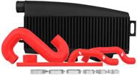 mishimoto mmtmic-wrx-01bkrd top-mount intercooler compatible with subaru wrx/sti 2001-2007 black cooler logo