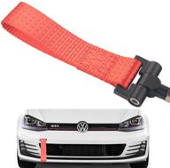 🏎️ dewhel track racing style tow hook with red towing strap for volkswagen mk7 vii golf gti 2015-up - easy screw on front/rear bumper attachment logo