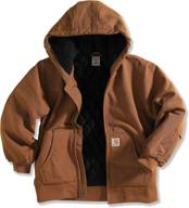 carhartt active jacket brown large boys' clothing : jackets & coats logo