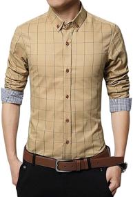 img 1 attached to 👔 Upgrade Your Style with LOCALMODE Cotton Sleeve Plaid Button Shirts for Men