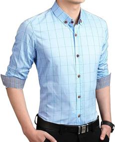 img 2 attached to 👔 Upgrade Your Style with LOCALMODE Cotton Sleeve Plaid Button Shirts for Men