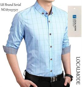 img 3 attached to 👔 Upgrade Your Style with LOCALMODE Cotton Sleeve Plaid Button Shirts for Men