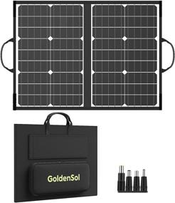 img 4 attached to 🌞 GoldenSol 60W 18V Monocrystalline Portable Solar Panel Kit - Foldable Solar Charger with 2 USB and DC Outputs, Adjustable Kickstand - Ideal for RV Camping, Emergency Power (5.73lb)