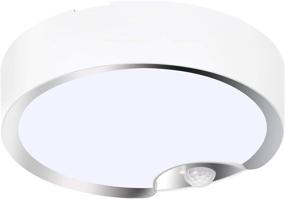 img 4 attached to 🔆 TOOWELL Battery Operated Motion Sensor Ceiling Light – Indoor/Outdoor LED Ceiling Lights for Hallway, Laundry, Stairs, Garage, Bathroom – 300LM White – Photocell Sensor ON/Off Upgrade