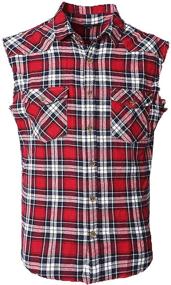 img 4 attached to 👕 NUTEXROL Men's Casual Flannel Sleeveless Cotton Shirts: Stylish and Comfortable Wardrobe Staples