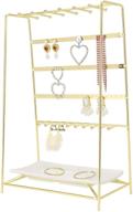👑 morigem 5 tier jewelry stand: stylish gold organizer for necklaces, bracelets, earrings & rings with decorative white tray logo