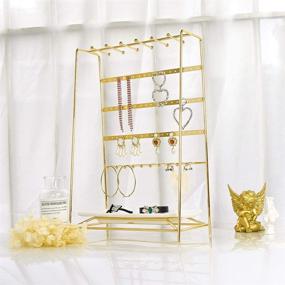 img 2 attached to 👑 MORIGEM 5 Tier Jewelry Stand: Stylish Gold Organizer for Necklaces, Bracelets, Earrings & Rings with Decorative White Tray