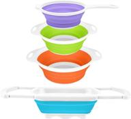 🥣 qimh collapsible colander set - includes 6 quart over the sink silicone strainer, 4 quart and 2 quart round foldable strainers, and a 2 quart collapsible colander with handle - dishwasher safe logo