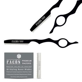 img 3 attached to 🔪 Facón Professional Hair Styling Thinning Texturizing Cutting Feather Razor + 10 Replacement Blades Kit